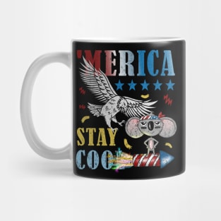 Merica Funny Eagle and Mouse on Fireworks Stay Cool Mug